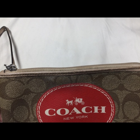 Coach Signature Khaki Horse & Carriage Wristlet - Picture 4 of 9